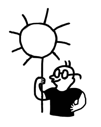 Человек с шариком в виде солнца